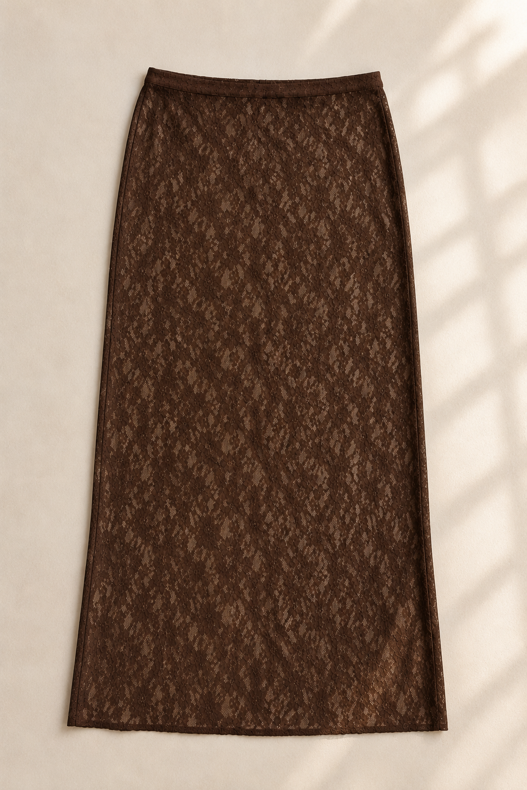 Gonna lace in merletto elasticizzato cioccolato