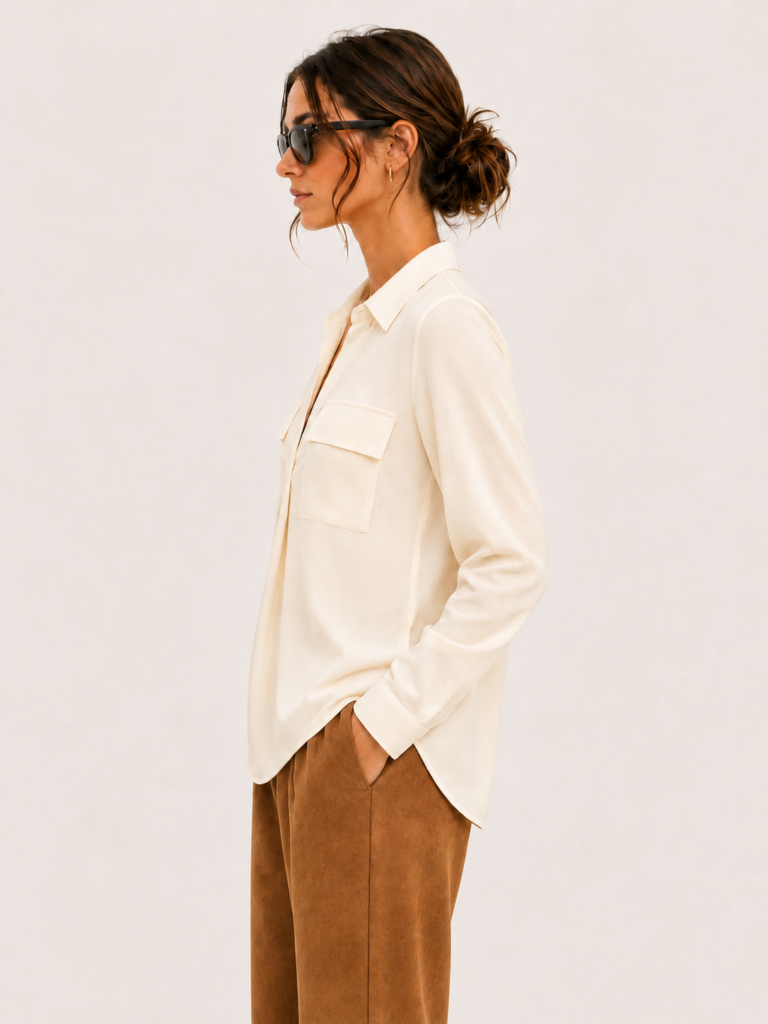 Blusa Mariettella in Doppia Georgette burro alla vaniglia