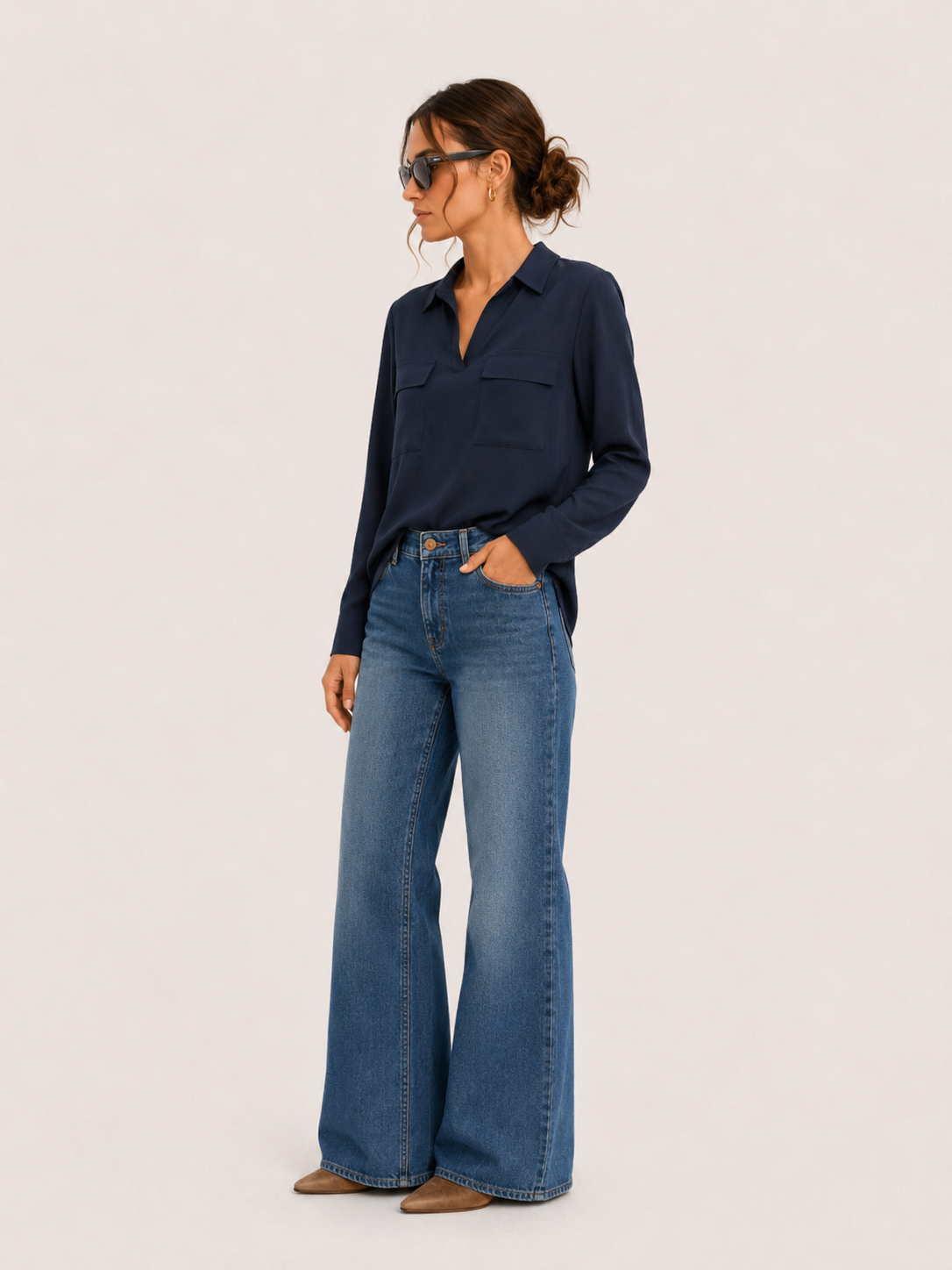 Blusa Mariettella in Doppia Georgette blu