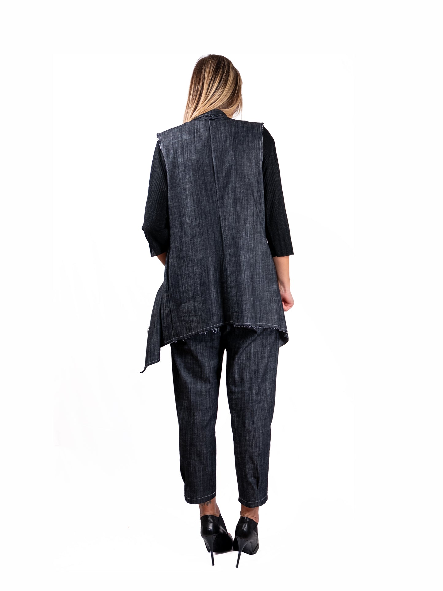 Gilet Momy in Denim elasticizzato NERO