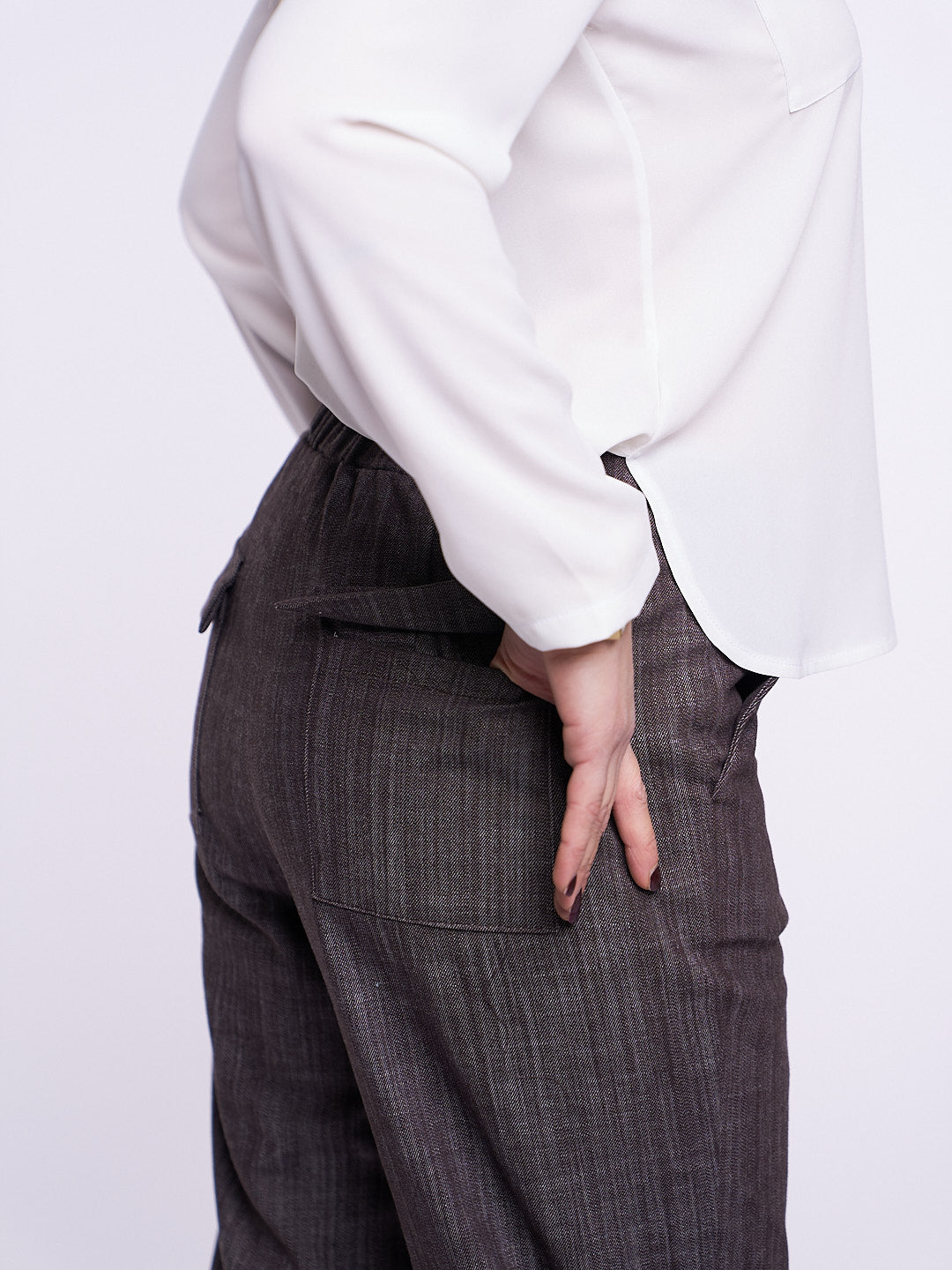Pantalone Gilda in Denim elasticizzato MARRONE