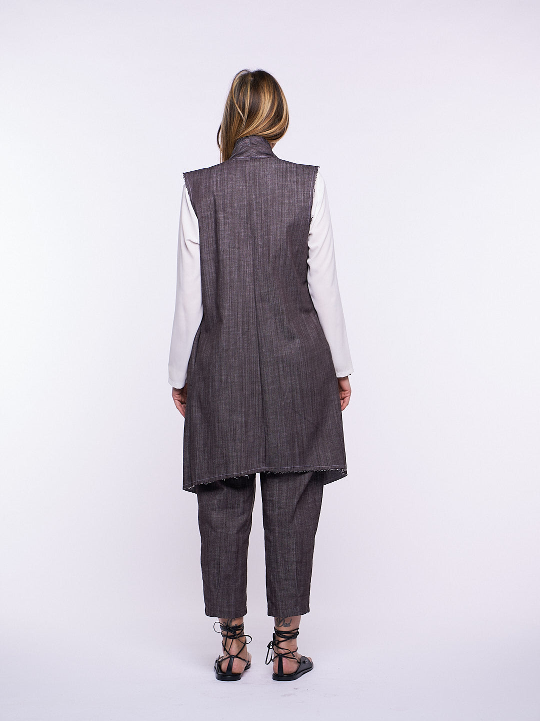 Gilet Momy in Denim elasticizzato MARRONE