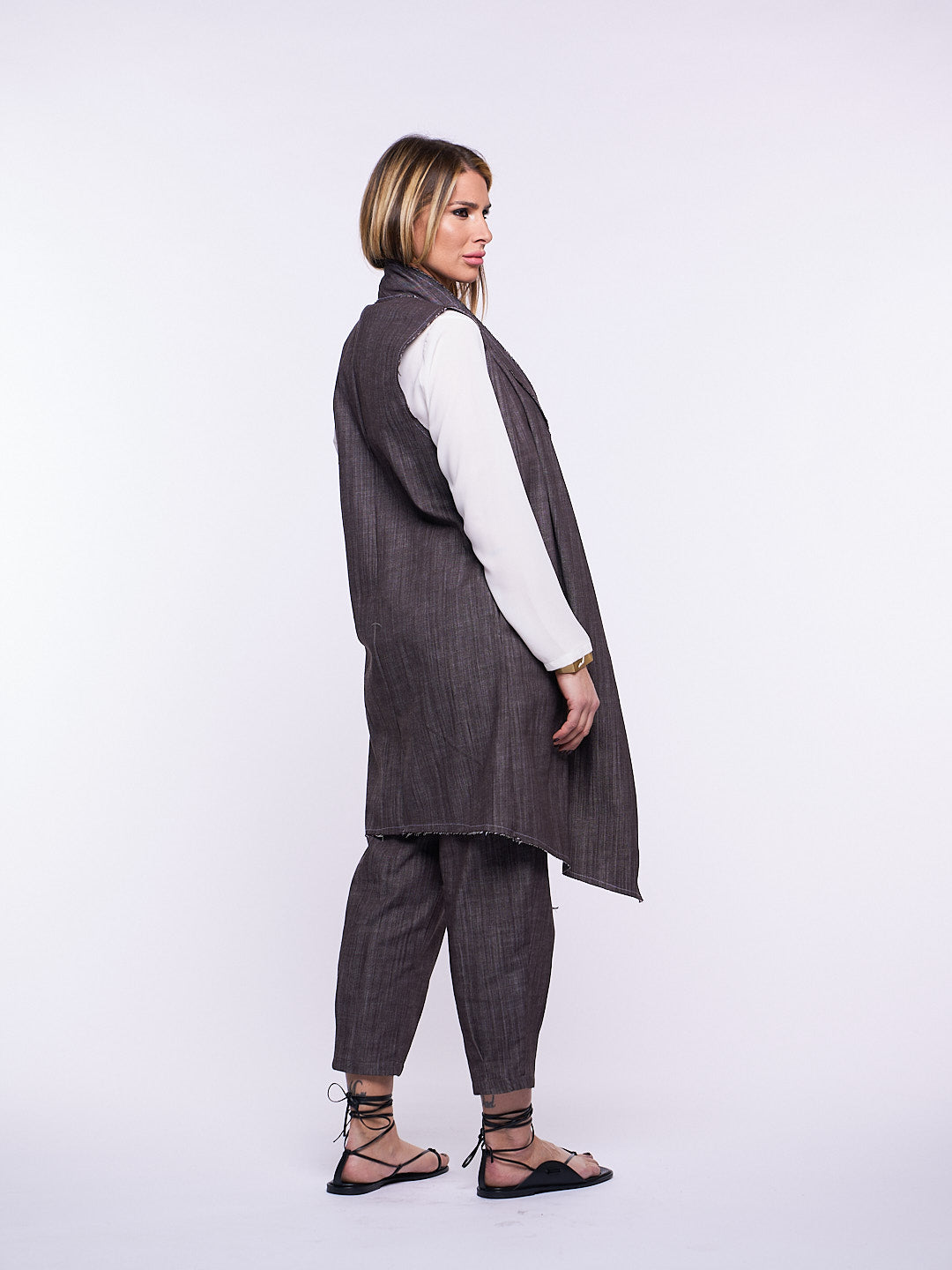 Gilet Momy in Denim elasticizzato MARRONE