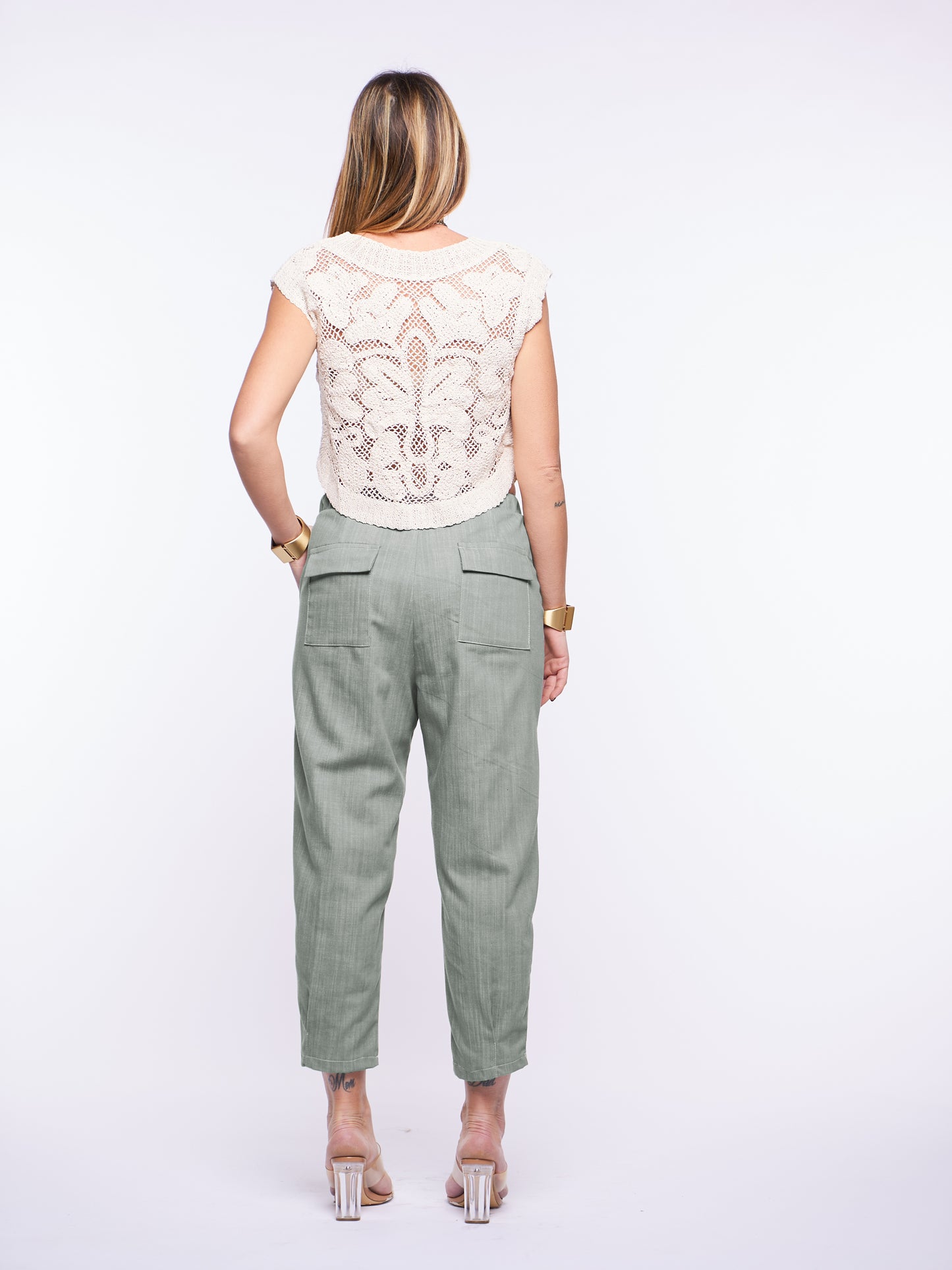 Pantalone Gilda in Denim elasticizzato SALVIA