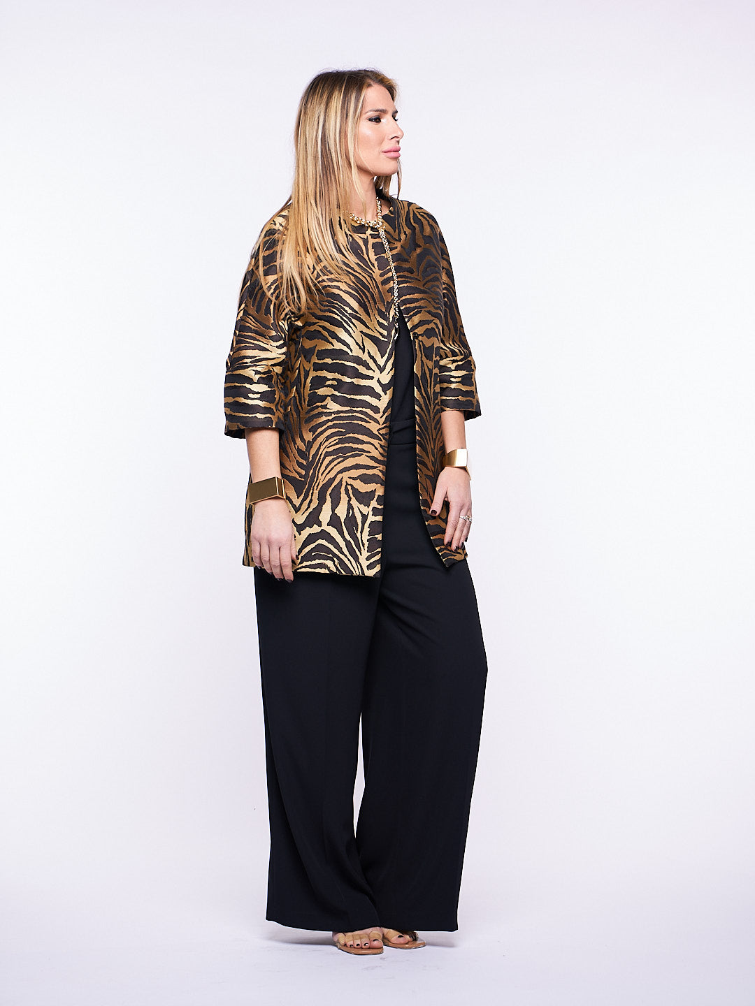 Giacca Cappotto Jackie Jacquard Zebrato Moro