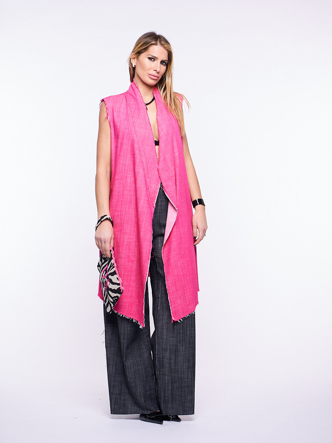 Gilet Momy in Denim elasticizzato con paillettes