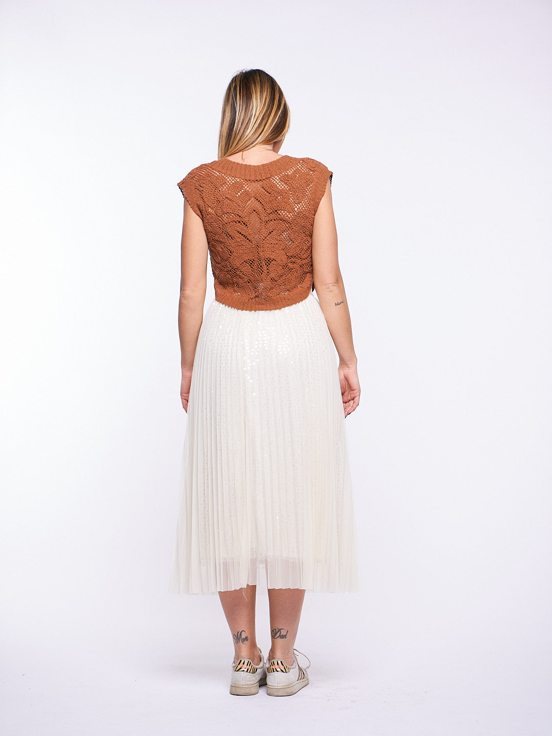Top Crochet in Cotone MARRONE