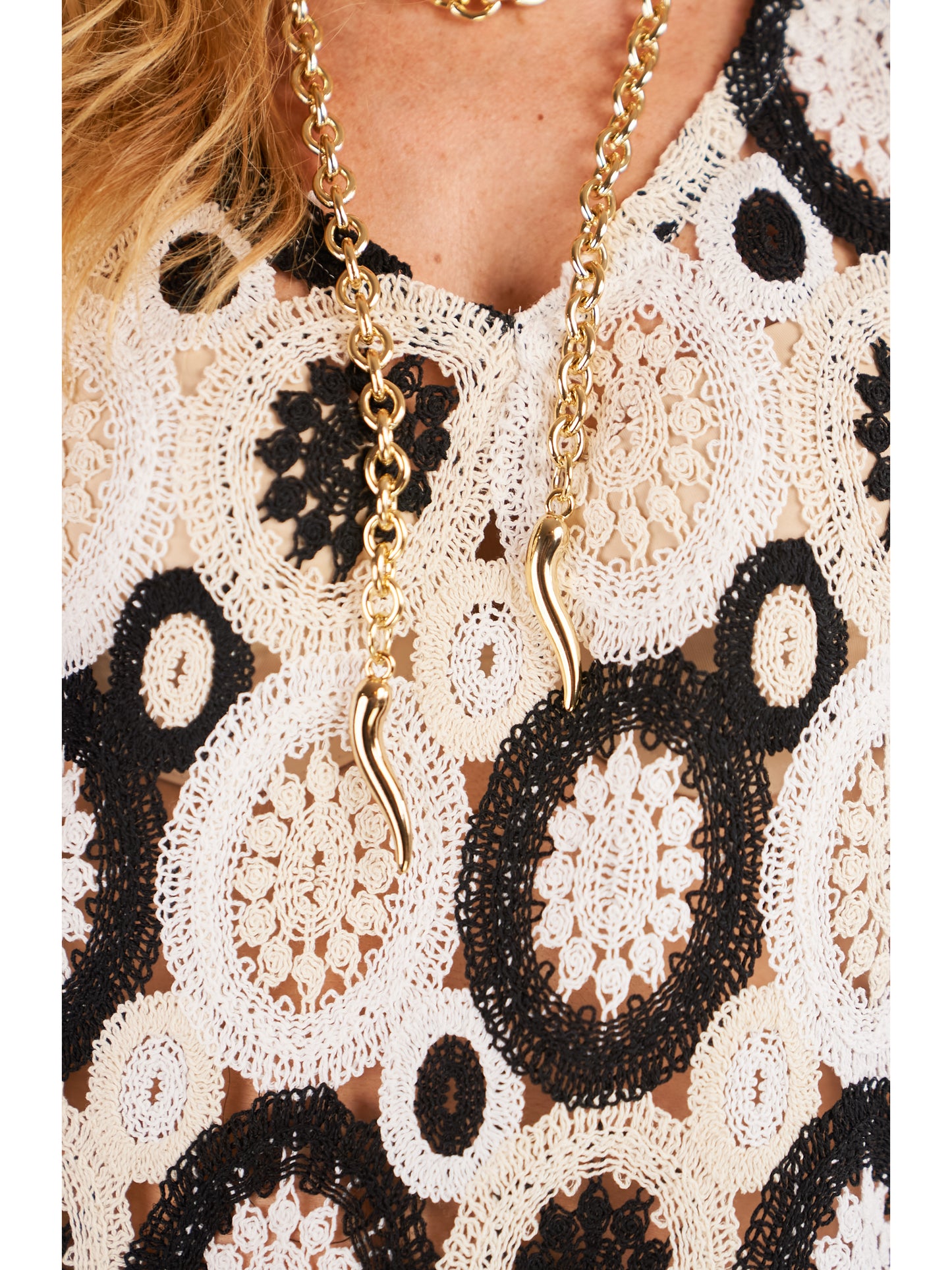 Mini abito Sary in Macramè di cotone