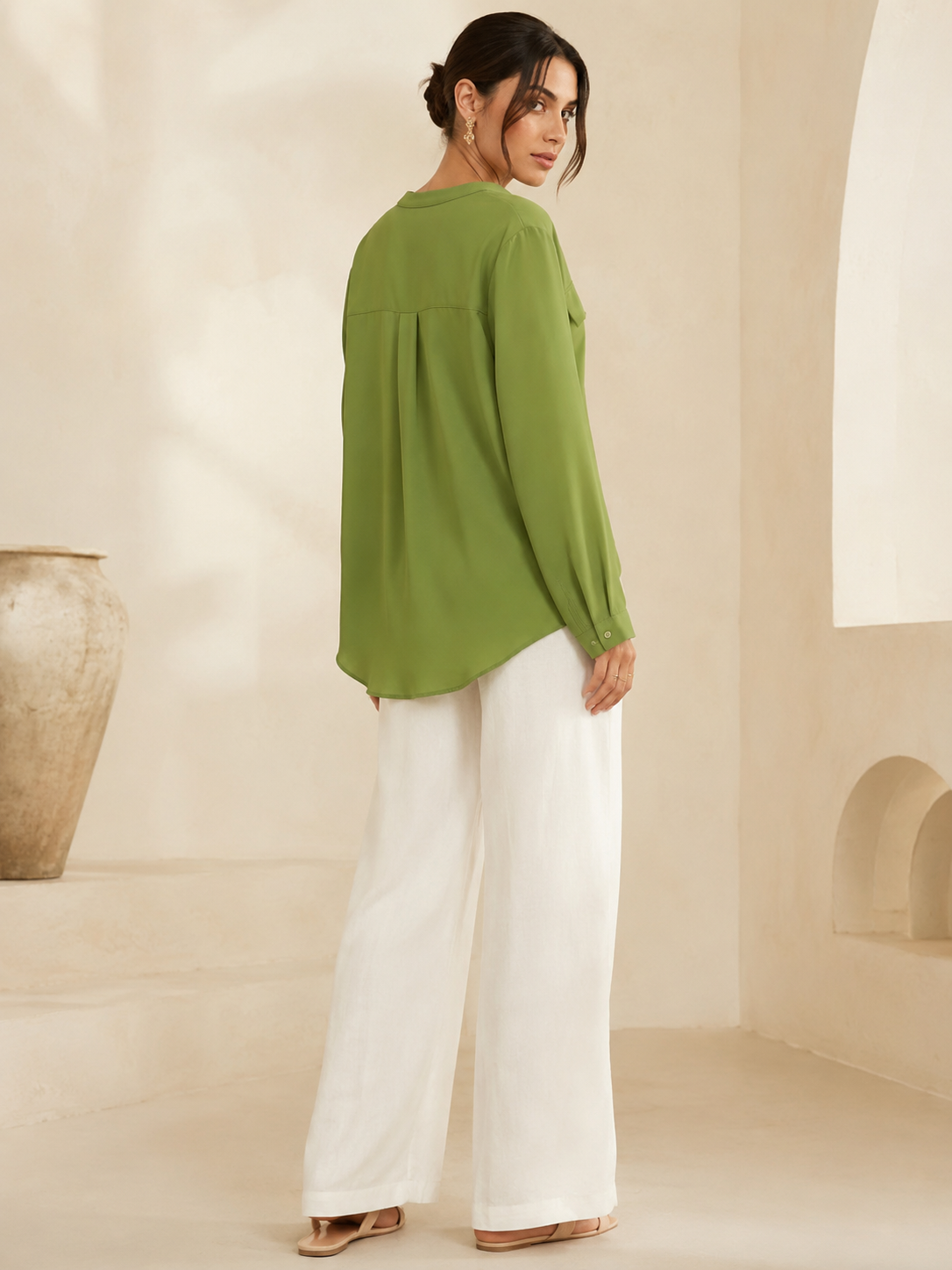 Blusa Cory in Doppia Georgette VERDE avocado