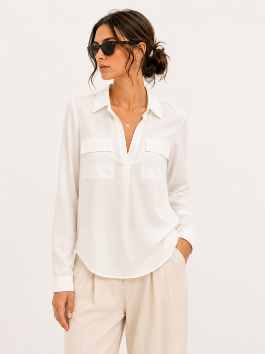Blusa Mariettella in Doppia Georgette Bianca