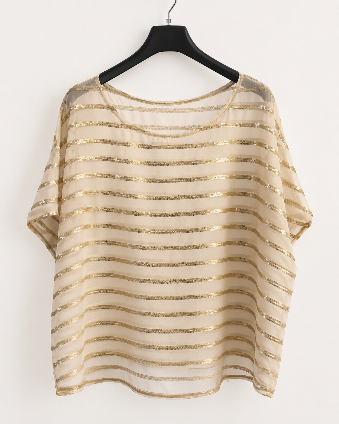 Blusa AURY  in georgette  con righe di Paillettes ricamate