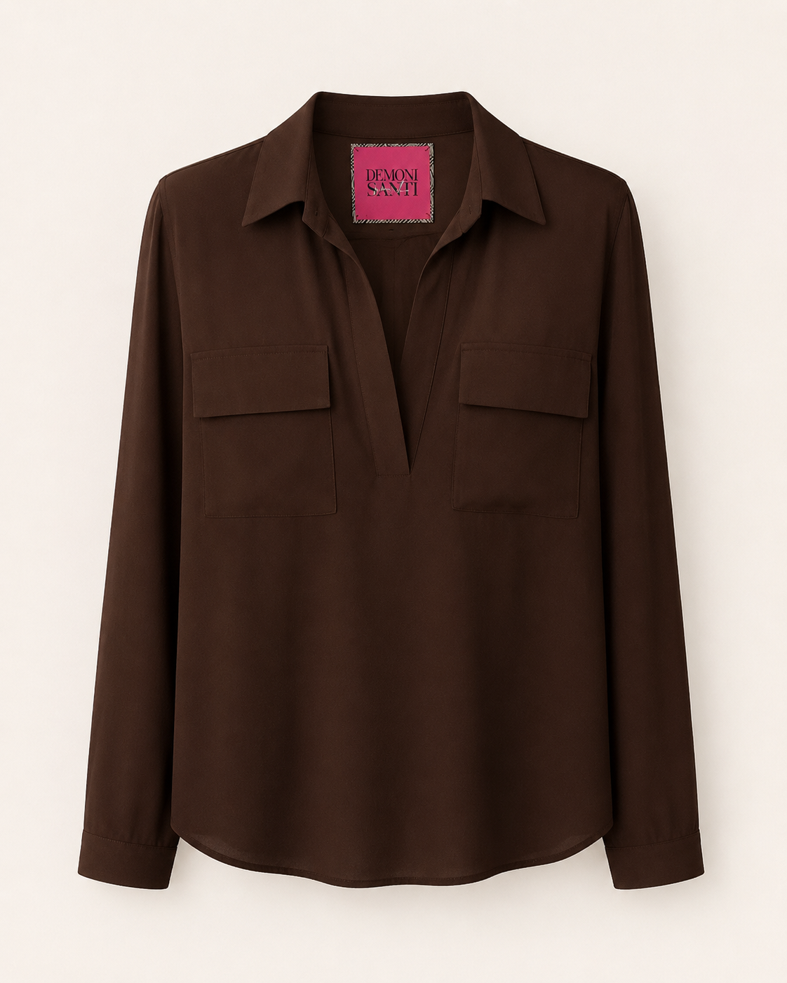 Blusa Mariettella in Doppia Georgette CIOCCOLATO FONDENTE