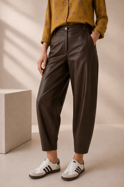 Pantalone Gilda in ecopelle CIOCCOLATO