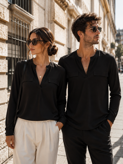 Blusa Cory in Doppia Georgette NERO