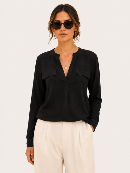 Blusa Cory in Doppia Georgette NERO