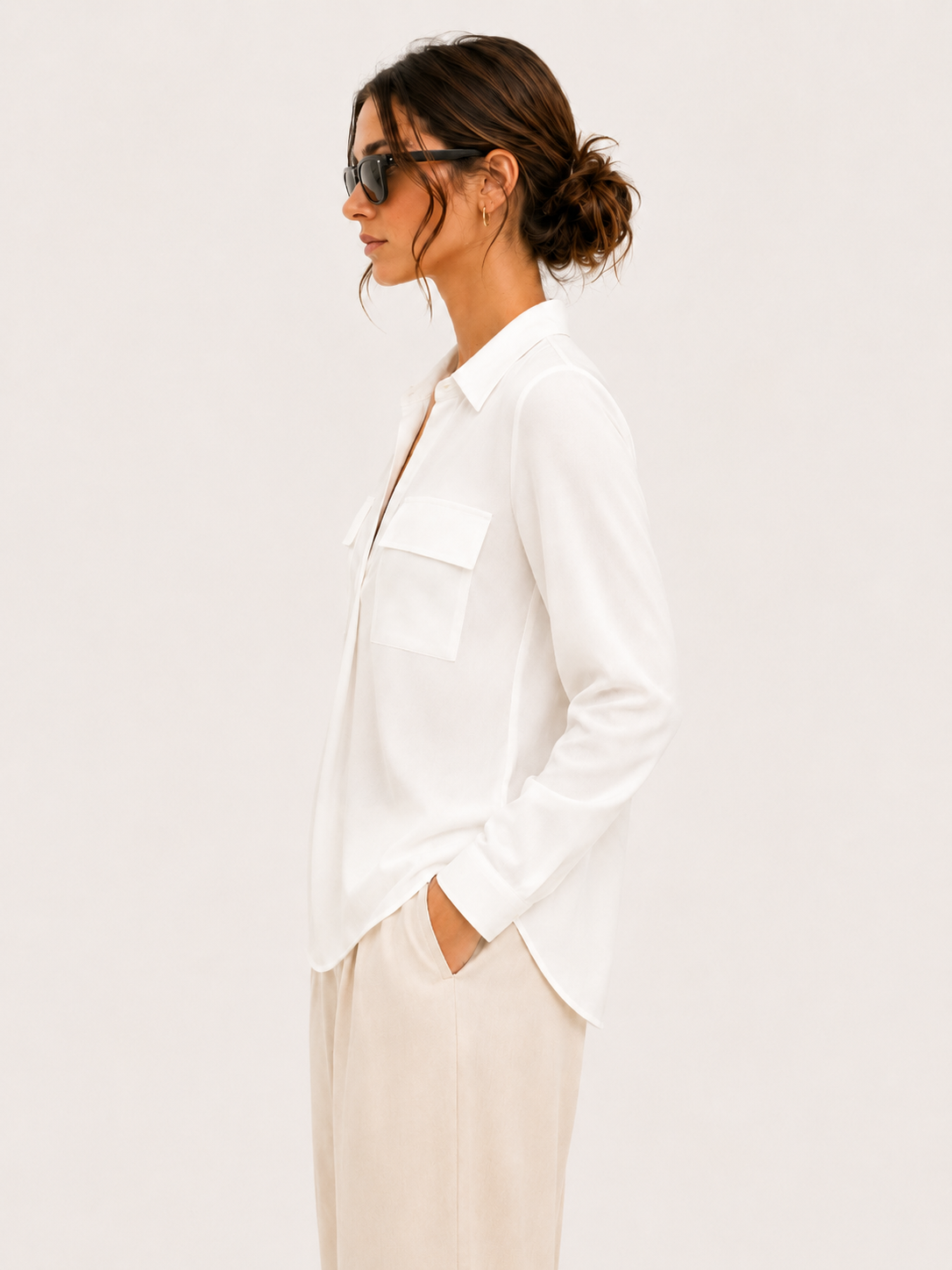 Blusa Mariettella in Doppia Georgette Bianca