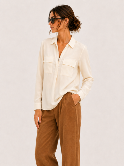 Blusa Mariettella in Doppia Georgette burro alla vaniglia