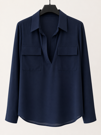Blusa Mariettella in Doppia Georgette blu