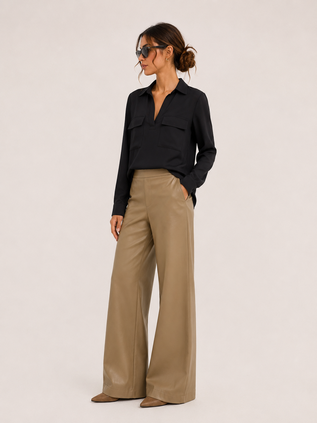 Blusa Mariettella in Doppia Georgette nera