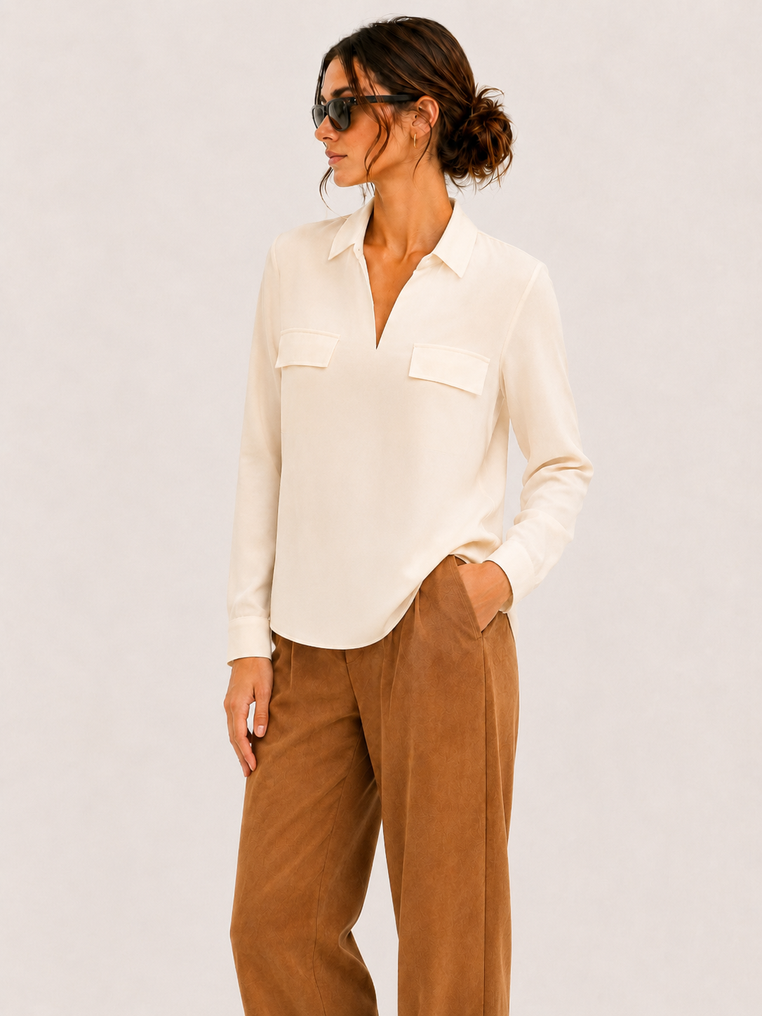 Blusa Mariettella in Doppia Georgette burro alla vaniglia
