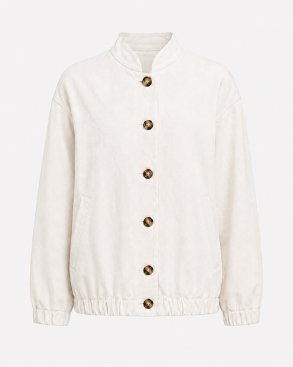 Giacca bomber in denim bianco