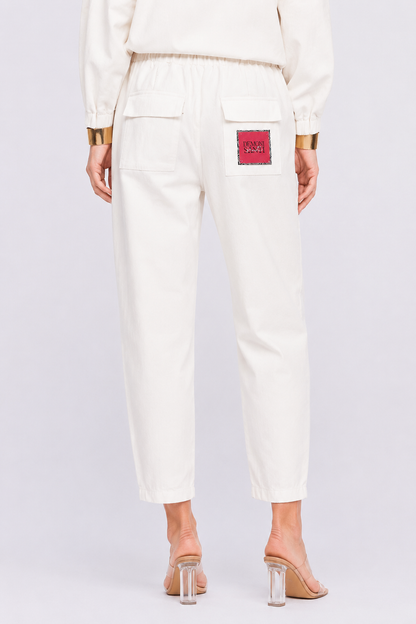 Pantalone Gilda in Denim elasticizzato BIANCO