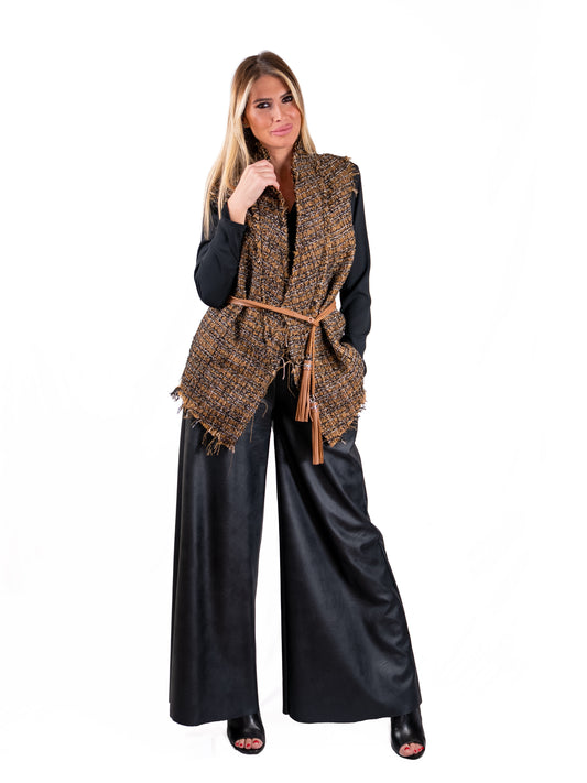 Gilet Momina in Tweed CACAO e NERO