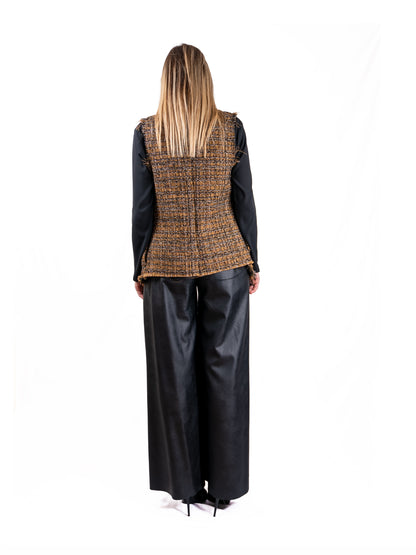 Gilet Momina in Tweed CACAO e NERO