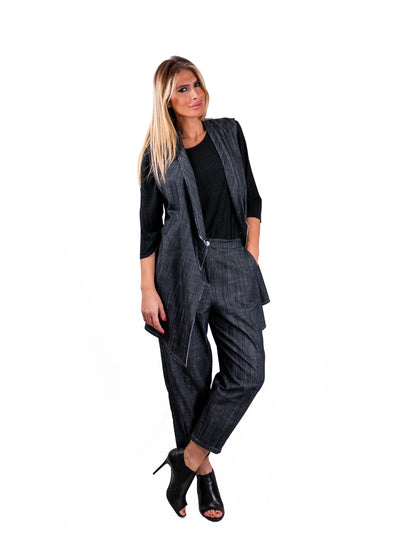 Pantalone Gilda in Denim elasticizzato NERO