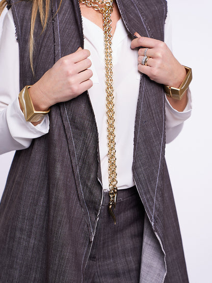 Gilet Momy in Denim elasticizzato MARRONE