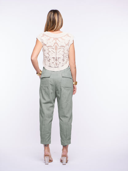 Pantalone Gilda in Denim elasticizzato SALVIA