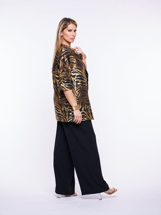 Giacca Cappotto Jackie Jacquard Zebrato Moro