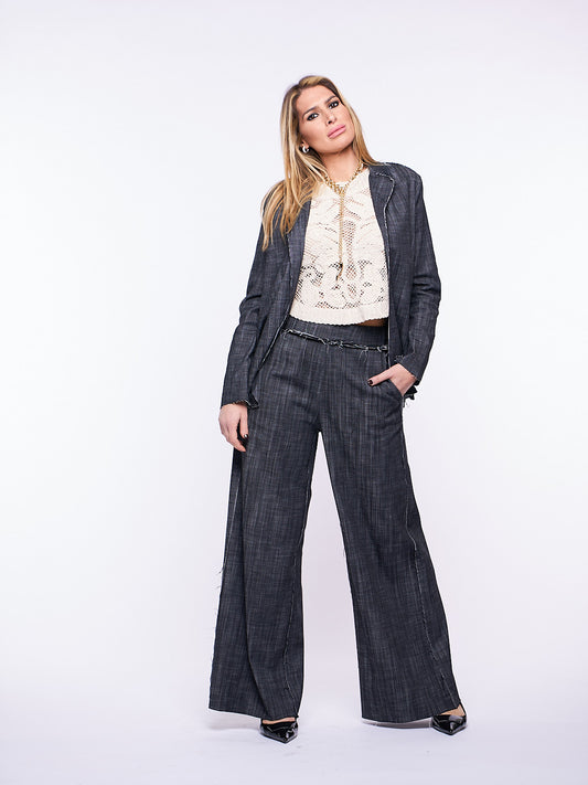 Giacca jeans Spagno in Denim elasticizzato NERO