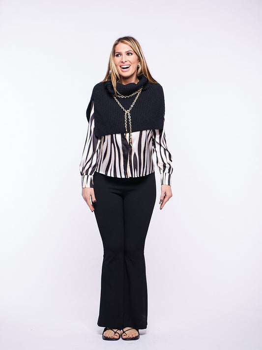 Micro Poncho Poppy in misto lana NERO