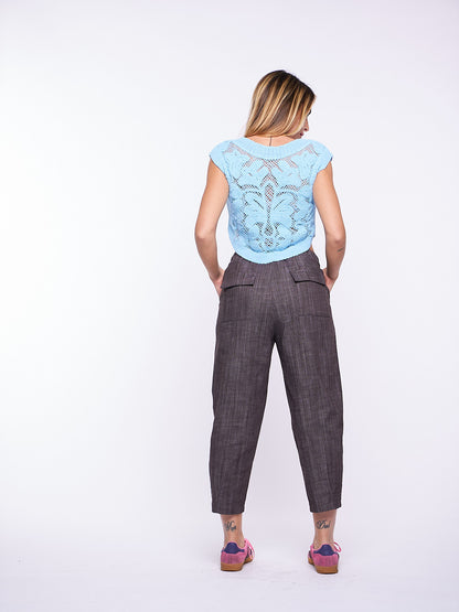 Top Crochet in Cotone AZZURRO
