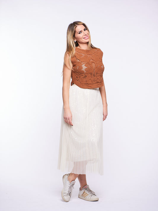 Top Crochet in Cotone MARRONE