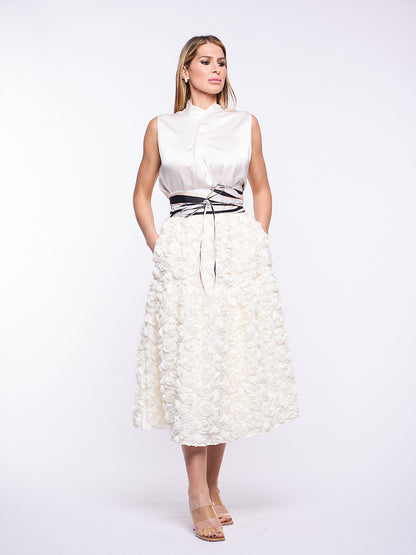 Sottogiacca asimmetrica Blasie in raso VANIGLIA