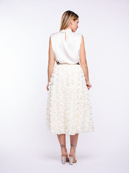 Sottogiacca asimmetrica Blasie in raso VANIGLIA