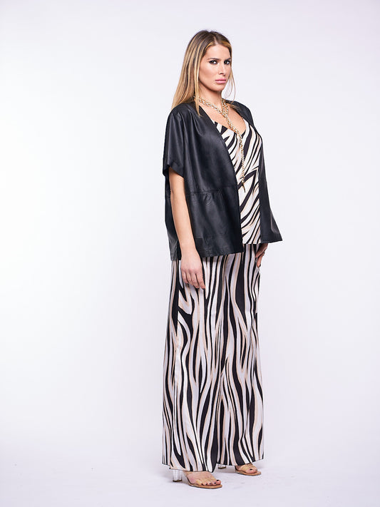 Giacchino smanicato Lizzy Ecopelle NERO