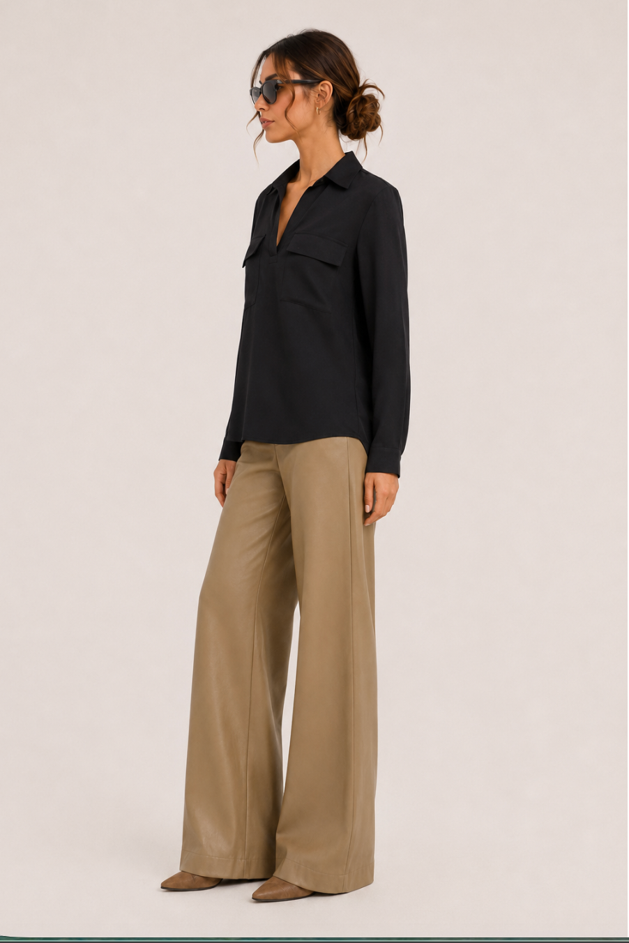 Blusa Mariettella in Doppia Georgette nera